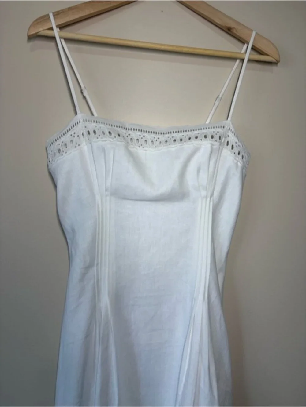 NEW Reformation Pomona Linen Lace Trim Midi Dress White | US 6 UK 10 - Picture 8 of 13